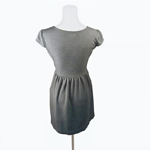 Madewell Gray Ponte Skater Dress Cap Sleeves Crew Neck Side Zip Size XS - Picture 2 of 5